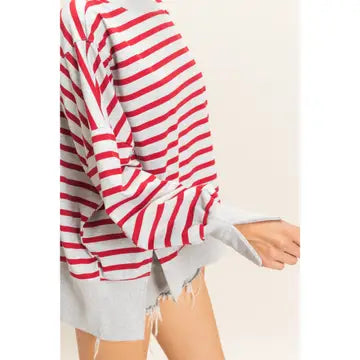Striped Mock Neck Sweatshirt