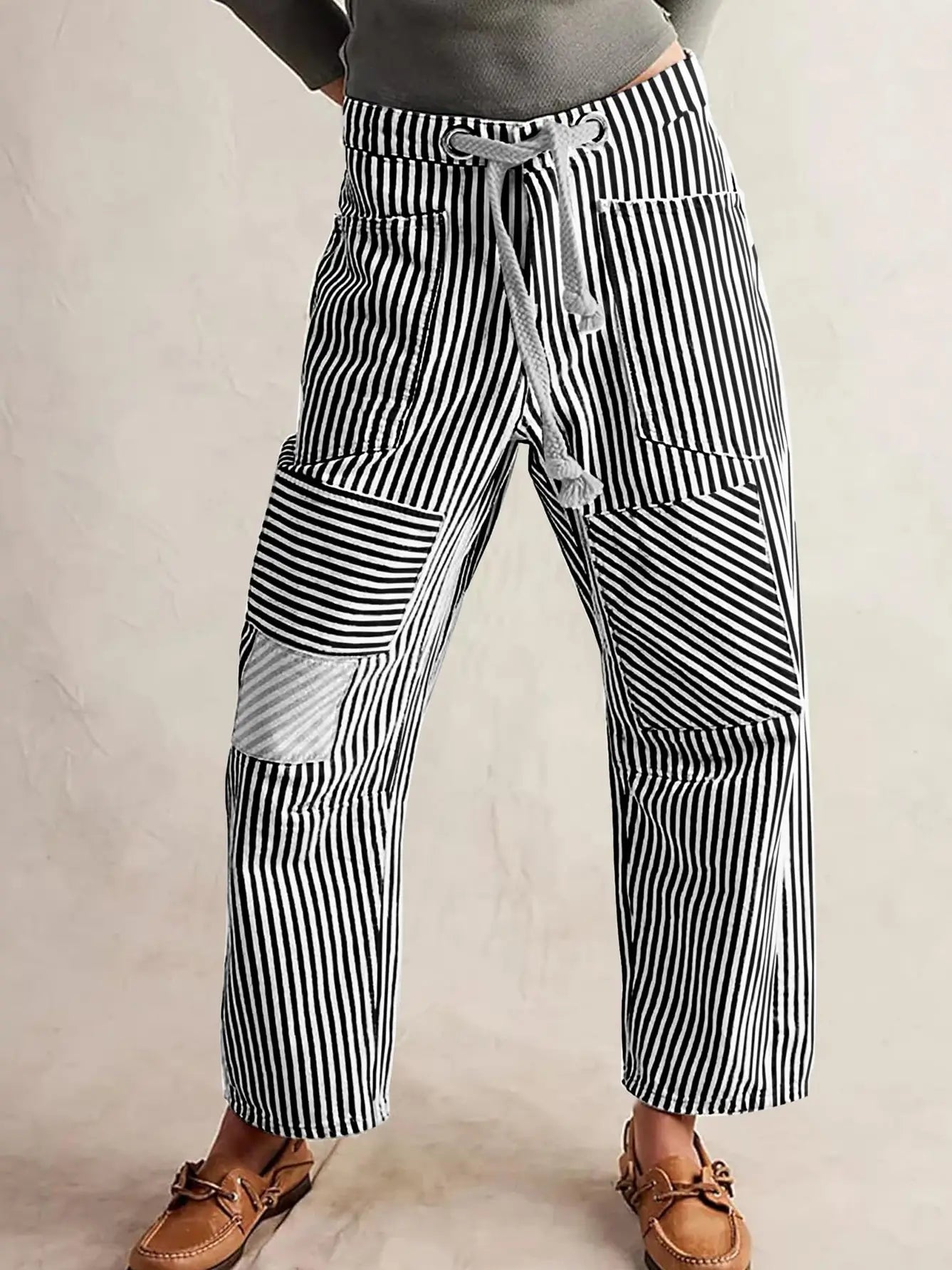 Striped Barrel Jean