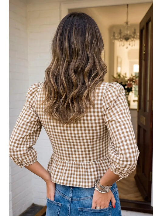 Plaid Smocked Blouse