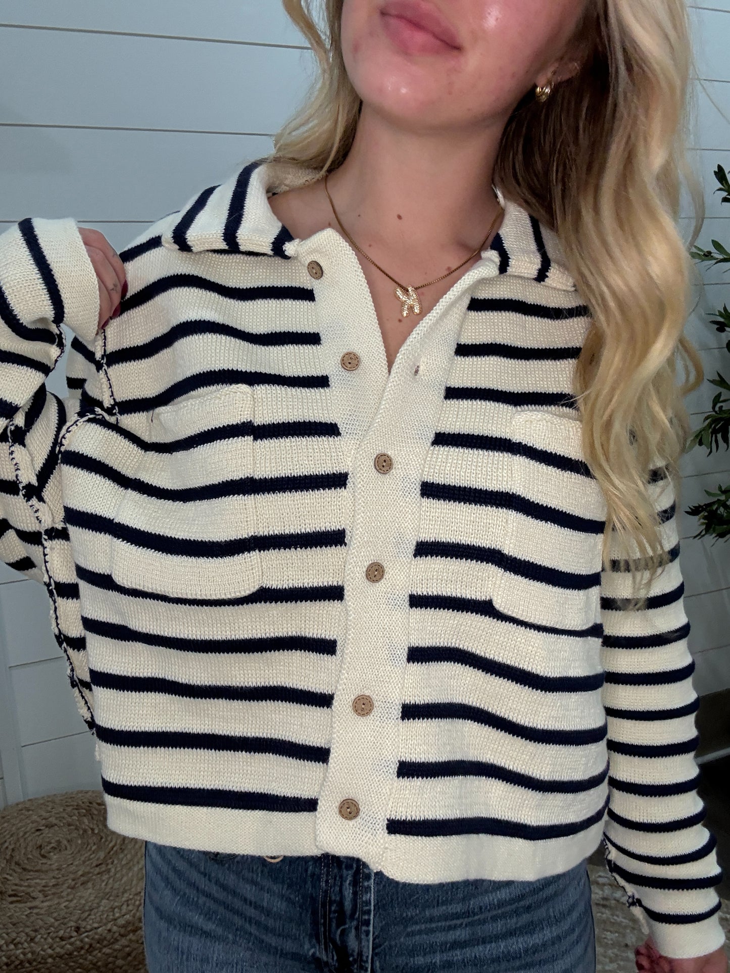 Collared Striped Sweater