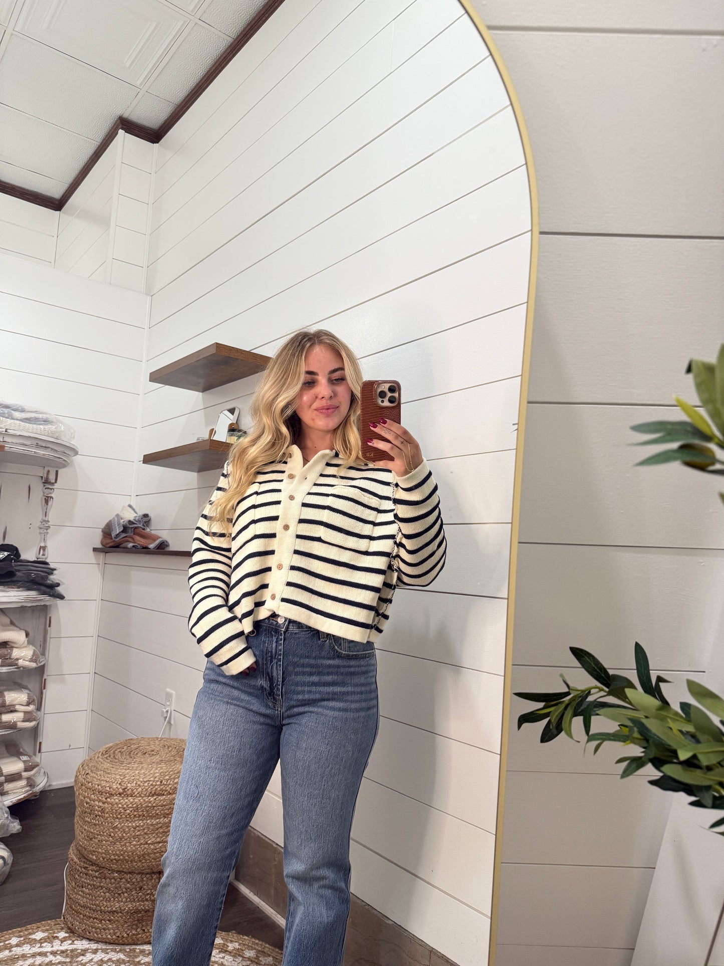 Collared Striped Sweater