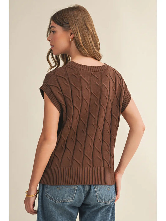 Cable Short Sleeve Sweater Vest