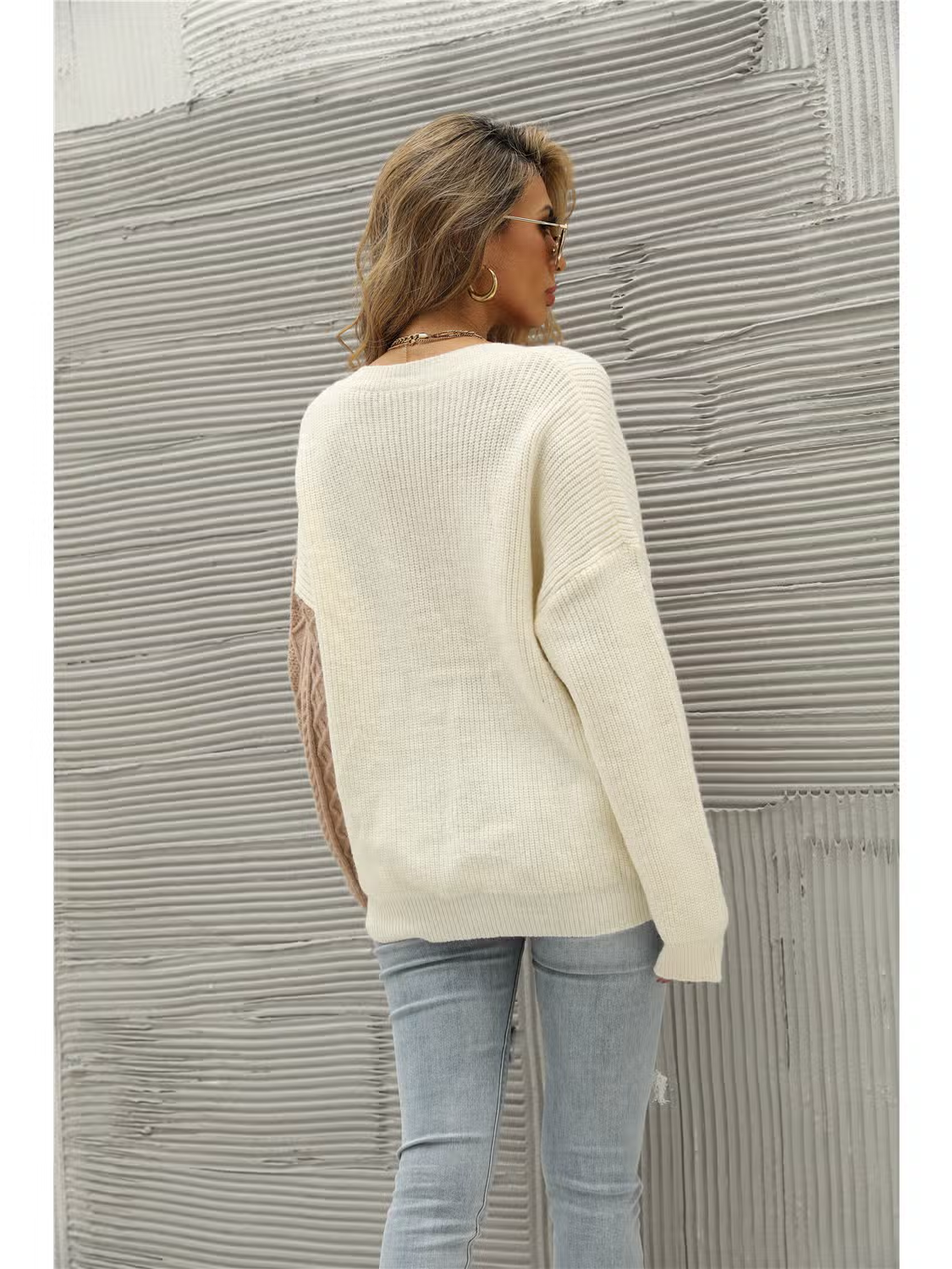 Cable Knit Color Block Sweater