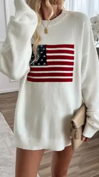 Knit Oversized Flag Sweater