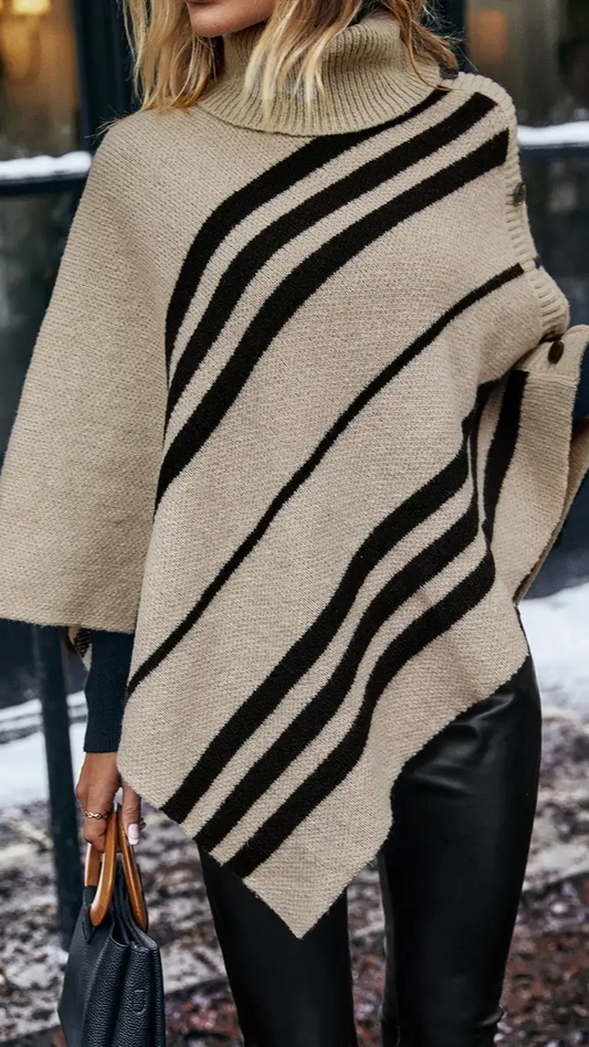Turtleneck Batwing Sleeve Poncho
