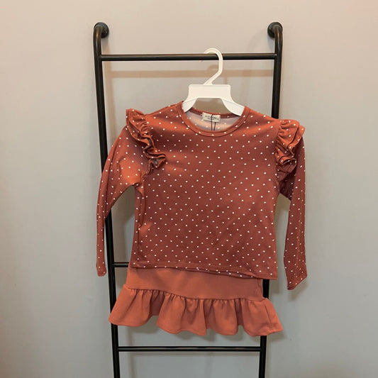 Ruffle heart print tee & skirt set