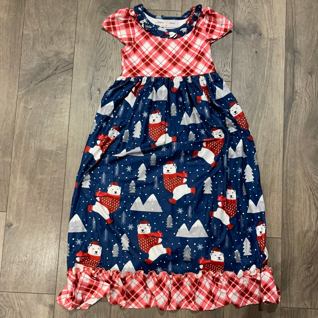 Plaid polar bear lounge gown