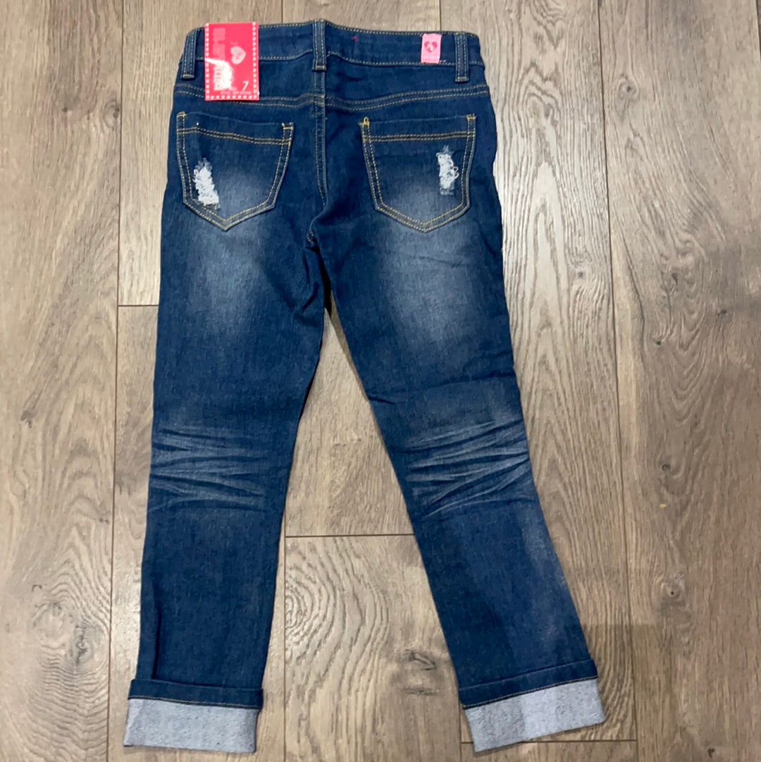 Girl's Jeans w/ Distressed Detail