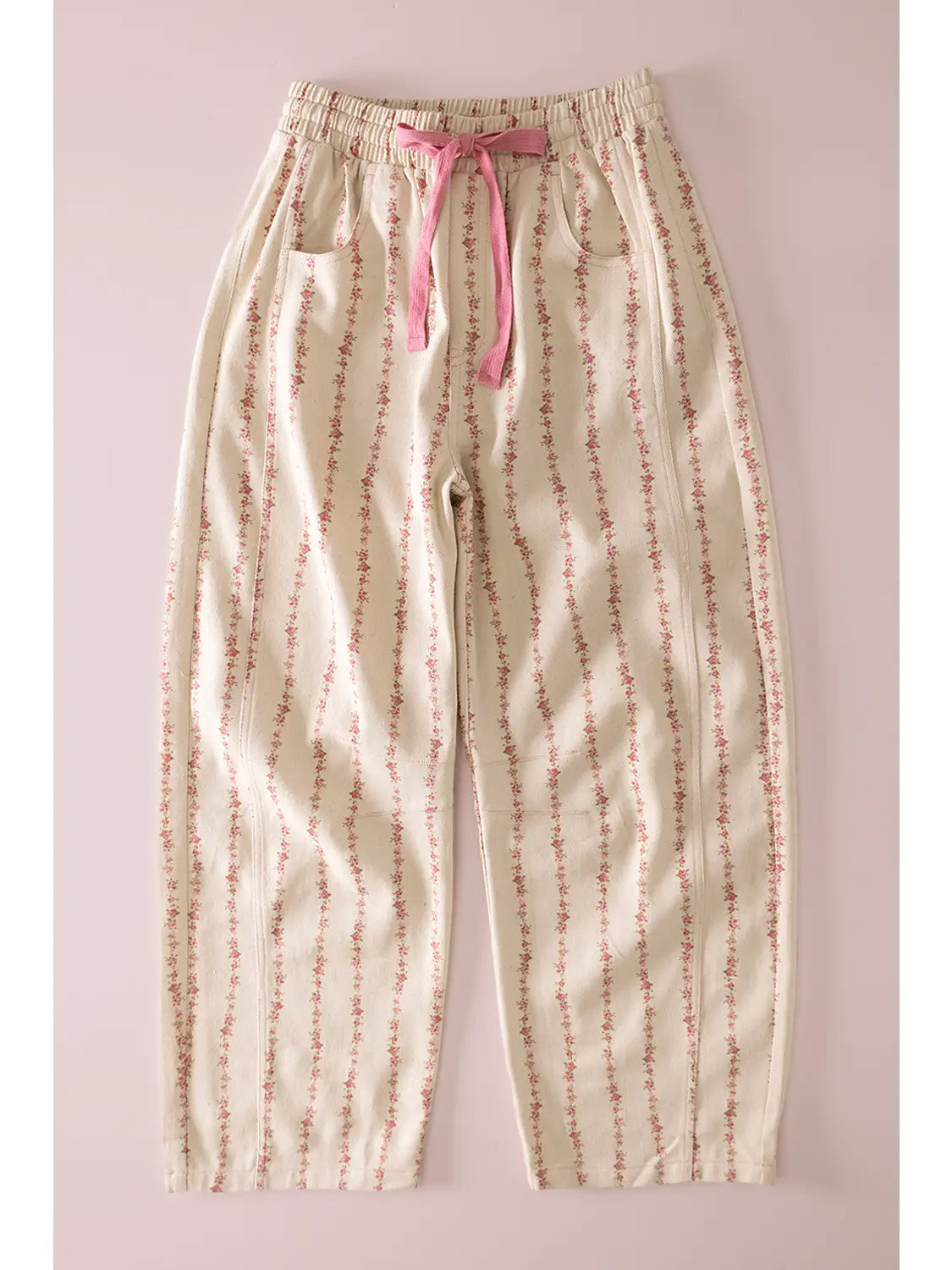 Floral Print Barrel Jean