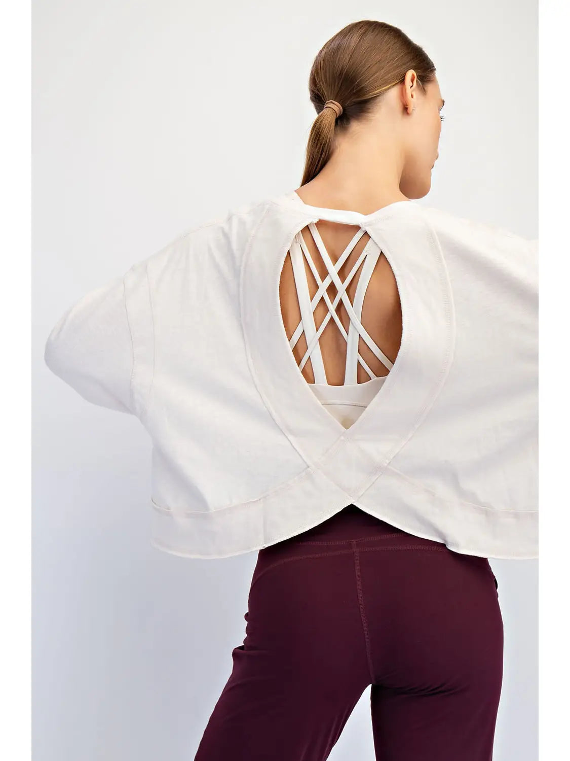 Rae Mode Cotton Slub Open Back Long Sleeve