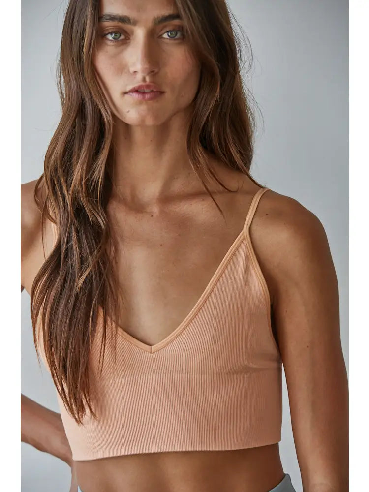 Seamless Ribbed Spaghetti Strap Brami