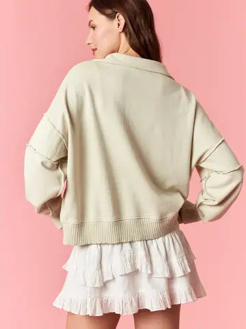 Mineral Washed V-neck Sweatshirt
