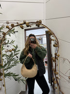 Jen & Co : Aria Whipstitch Crescent Shoulder Bag
