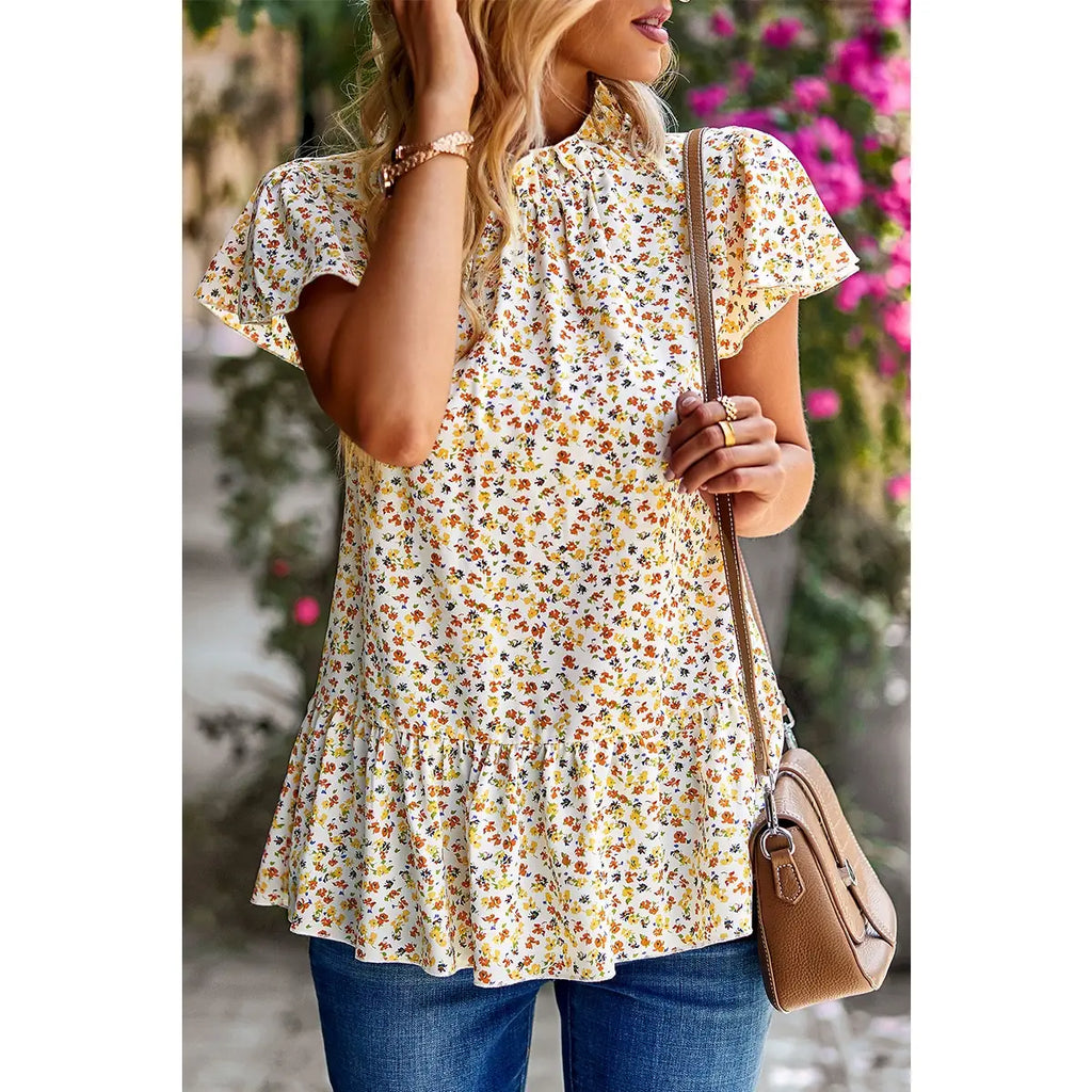 Floral Mock Neck