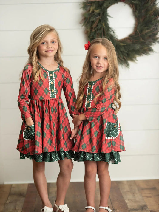GIRLS Plaid Ruffle Dress