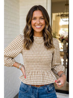 Plaid Smocked Blouse