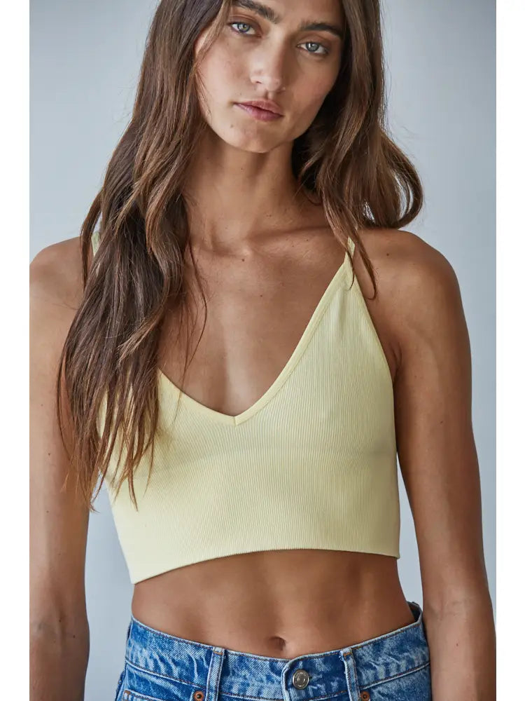 Seamless Ribbed Spaghetti Strap Brami