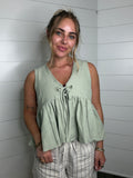 Lace Trim Tie Tank