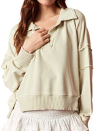 Mineral Washed V-neck Sweatshirt