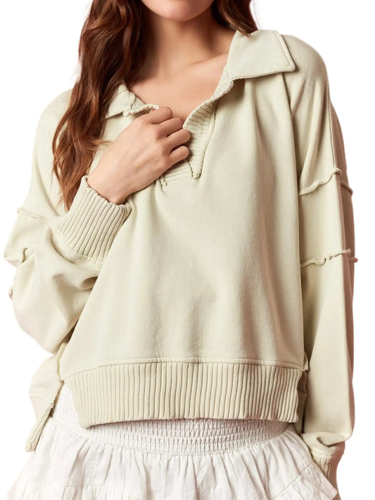 Mineral Washed V-neck Sweatshirt