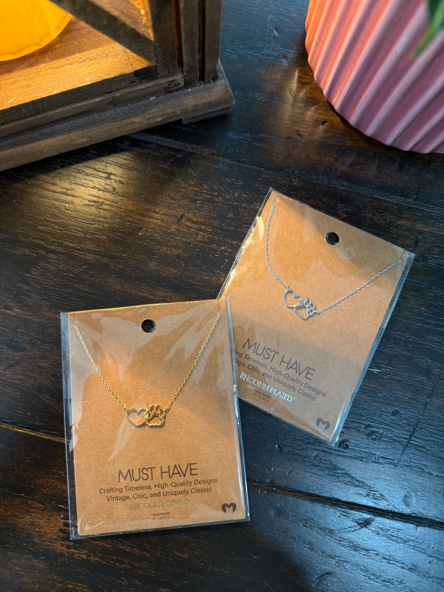 Dog Paw Heart Necklace