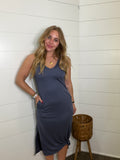 Midi Dress w/ Open Back Detail