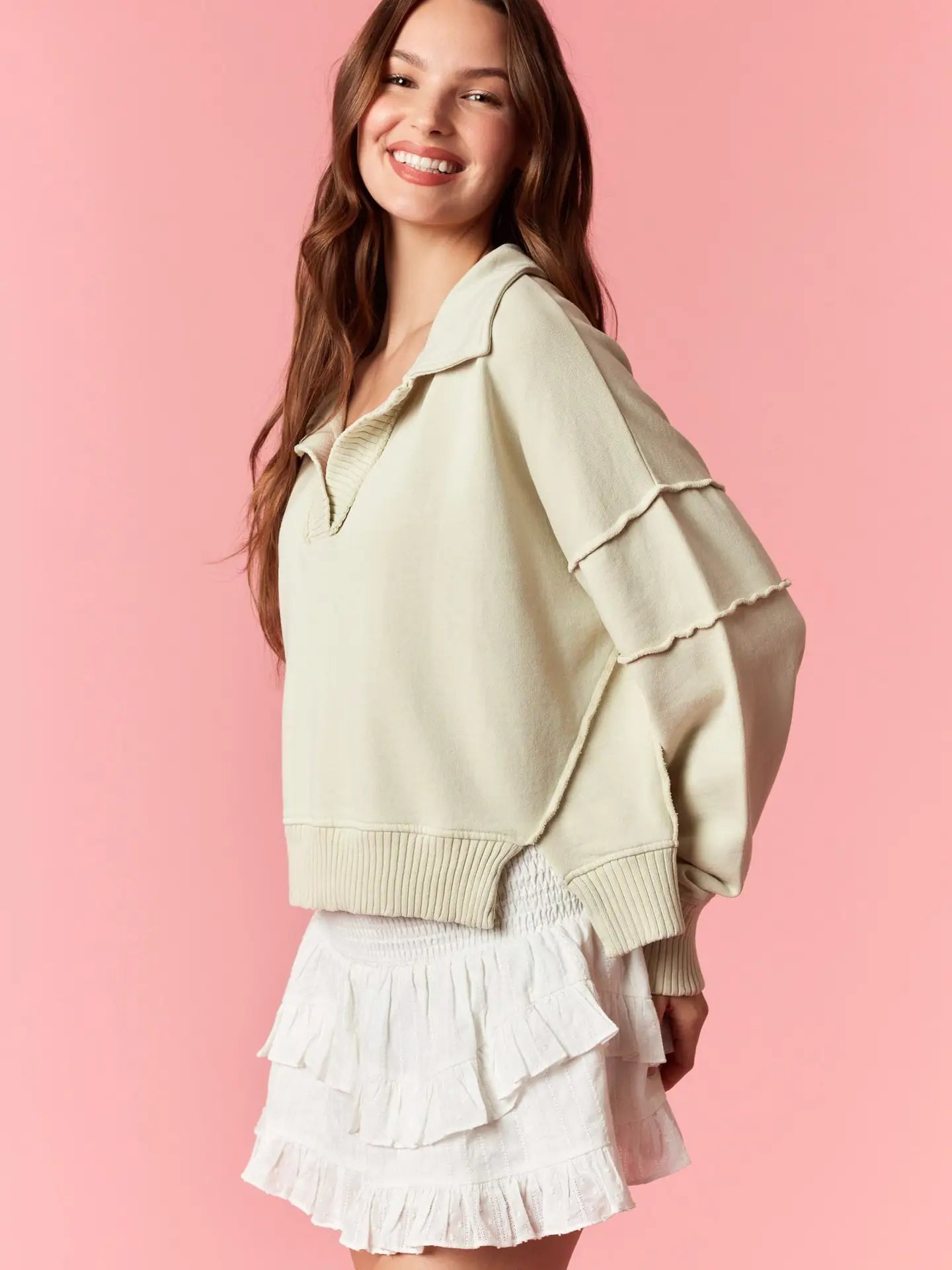 Mineral Washed V-neck Sweatshirt