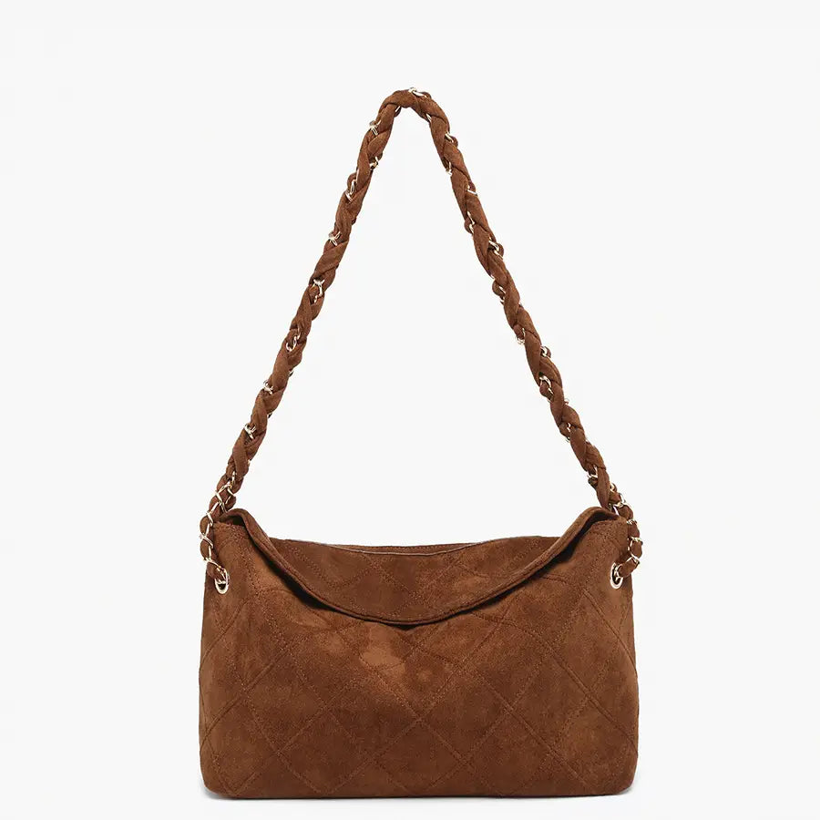 Jen & Co : Dominique Faux Suede Quilted Shoulder Bag