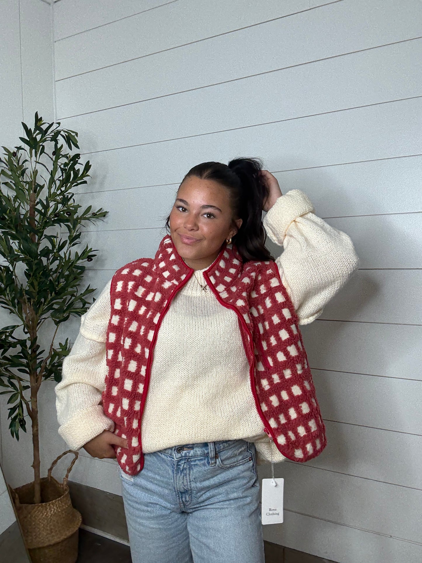 Checkered Sherpa Vest