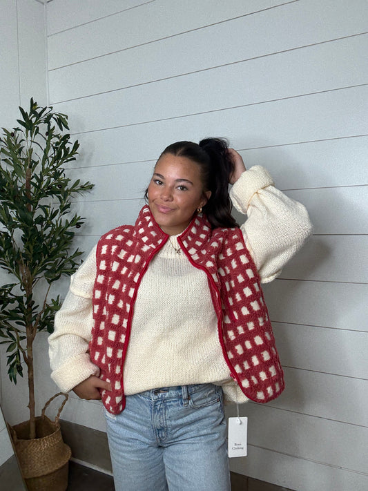 Checkered Sherpa Vest