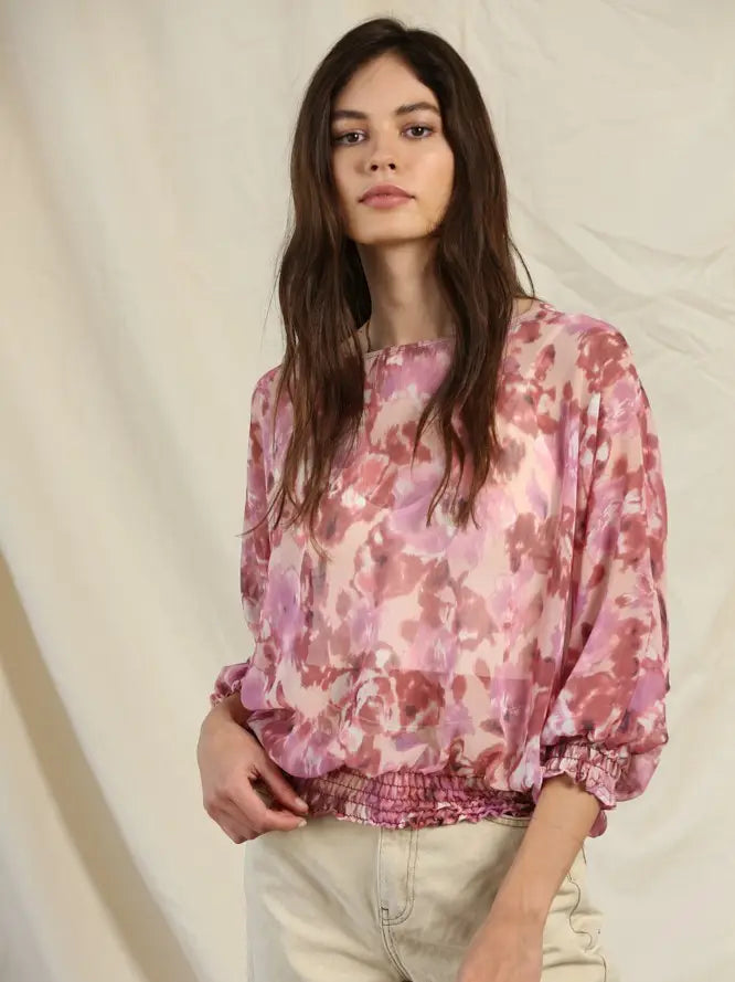 Smocked Chiffon Blouse