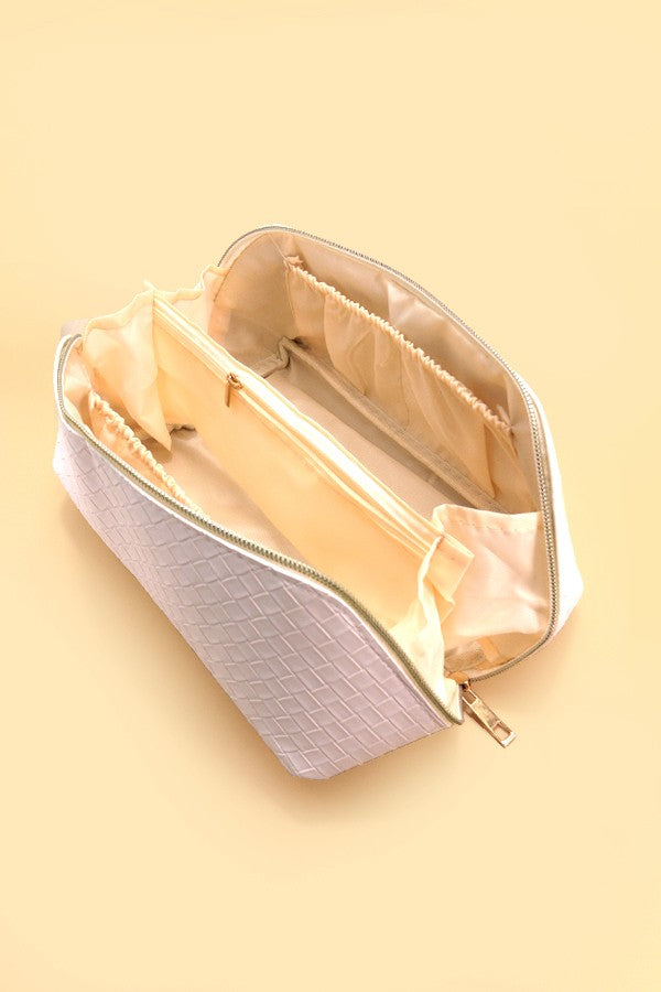Faux Leather Open Flat Makeup Bag