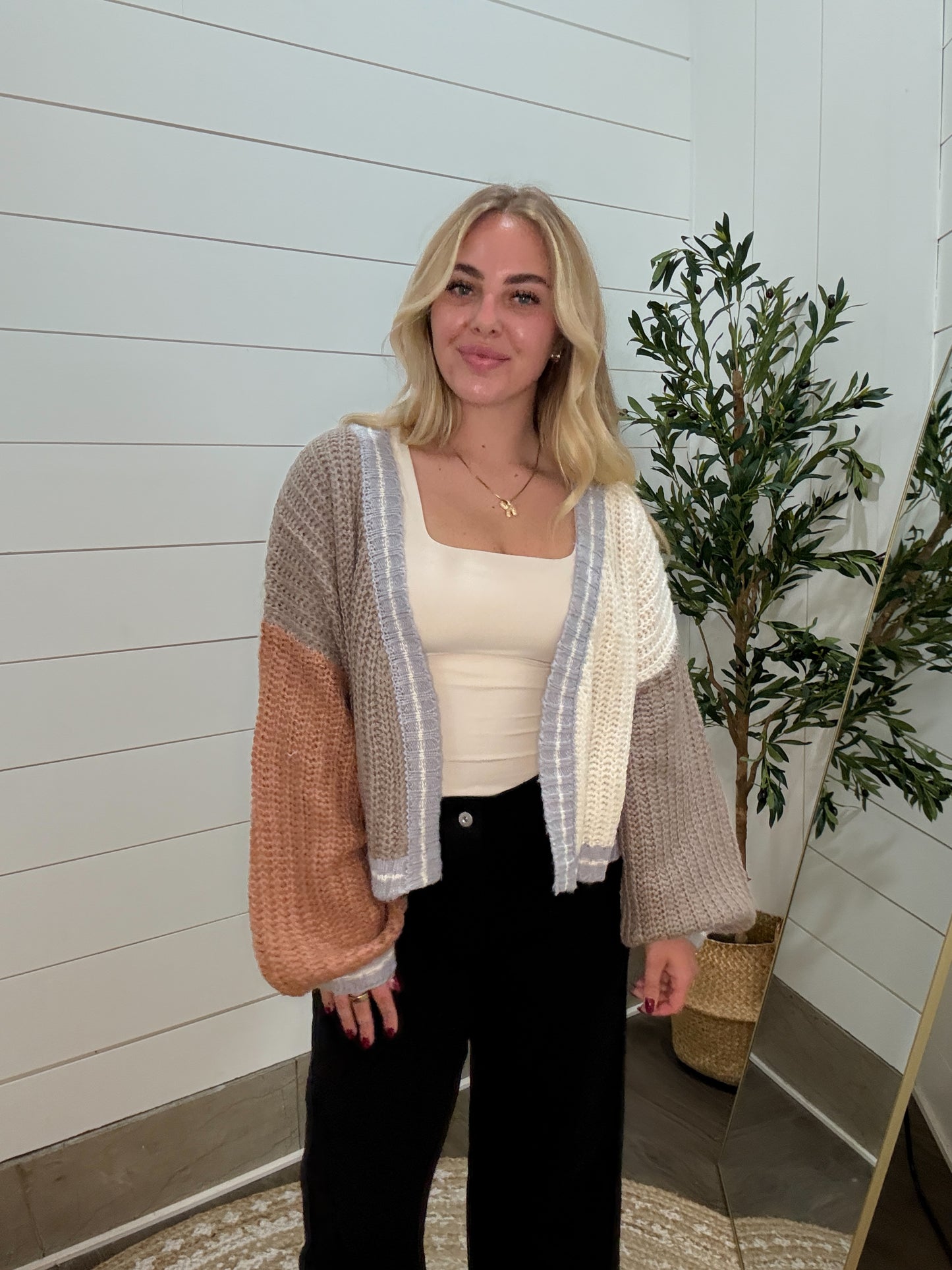 Oversized Color Block Cardigan