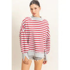 Striped Mock Neck Sweatshirt