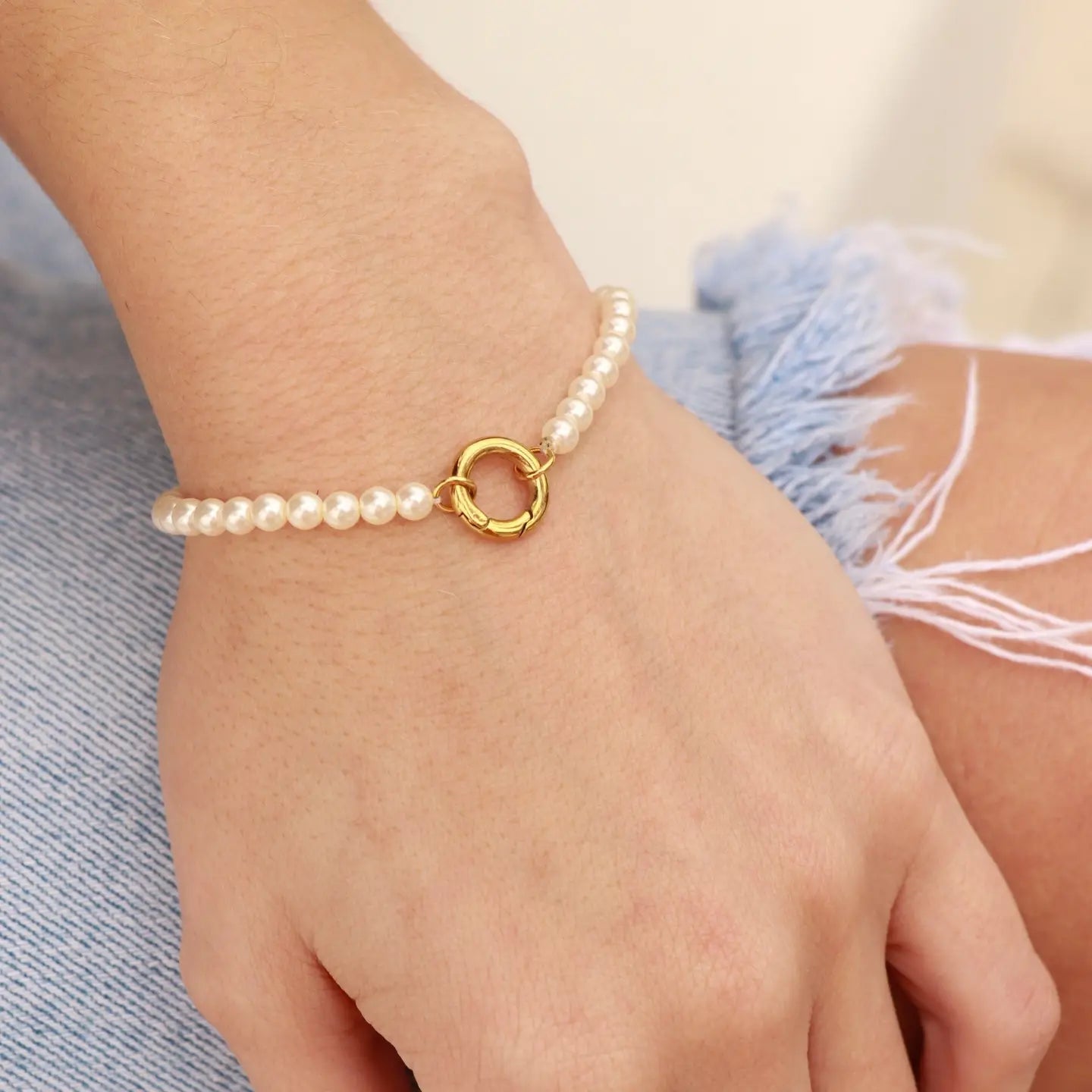 Pearl Charm Holder Bracelet