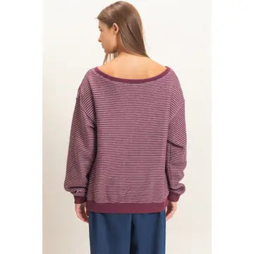 Striped Off the Shoulder Sweatshirt
