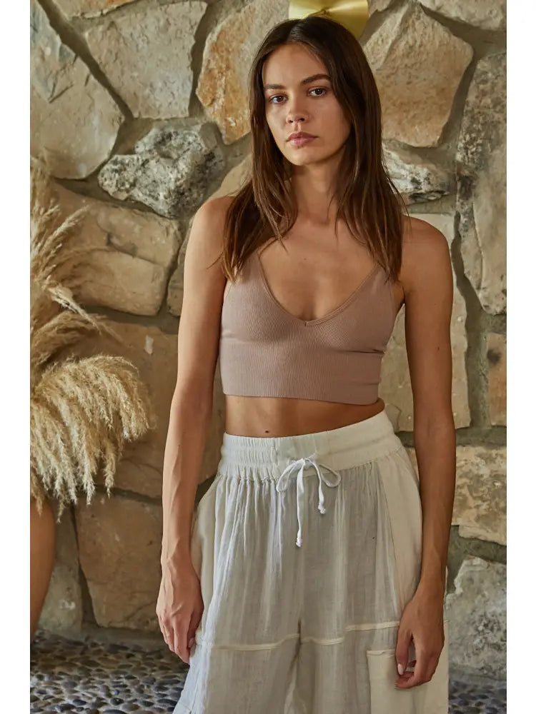 Seamless Ribbed Spaghetti Strap Brami