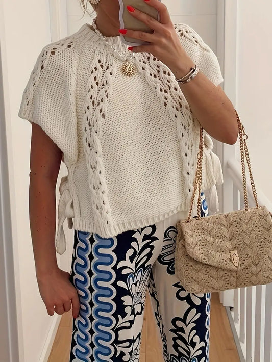 Crochet Side Tie Sweater