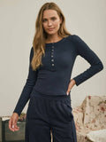Ribbed Henley Long Sleeve