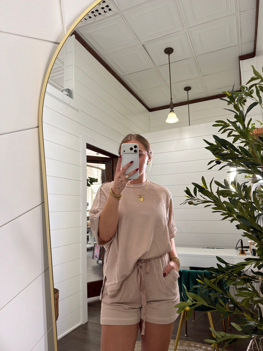 Ribbed Knit Top & Shorts Set