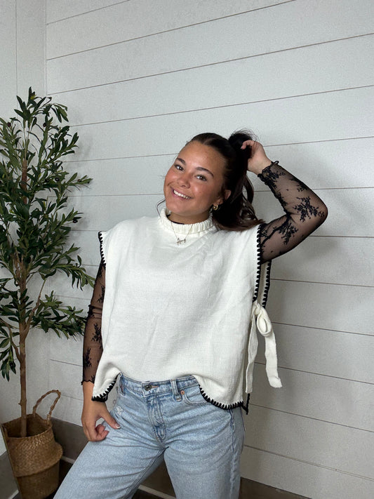 Contrast Side Tie Sweater Vest