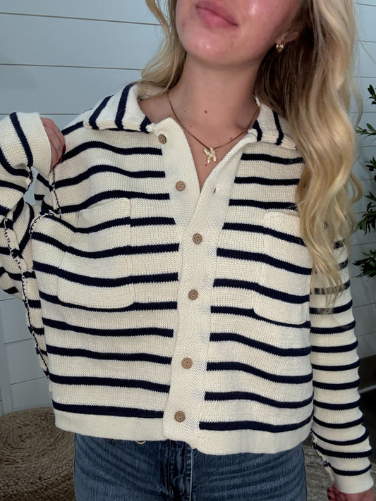 Collared Striped Sweater