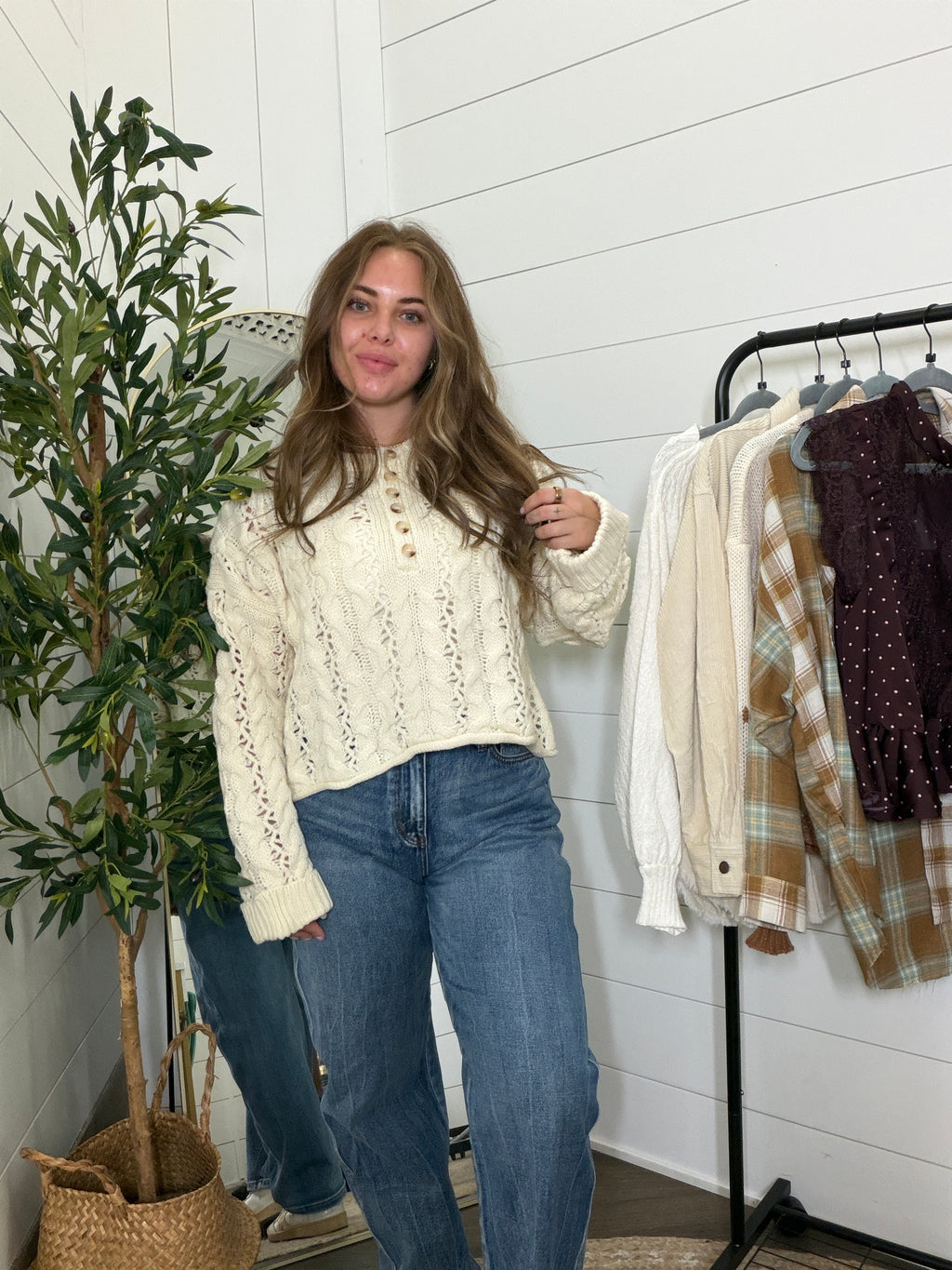 Oversized Half Button Sweater