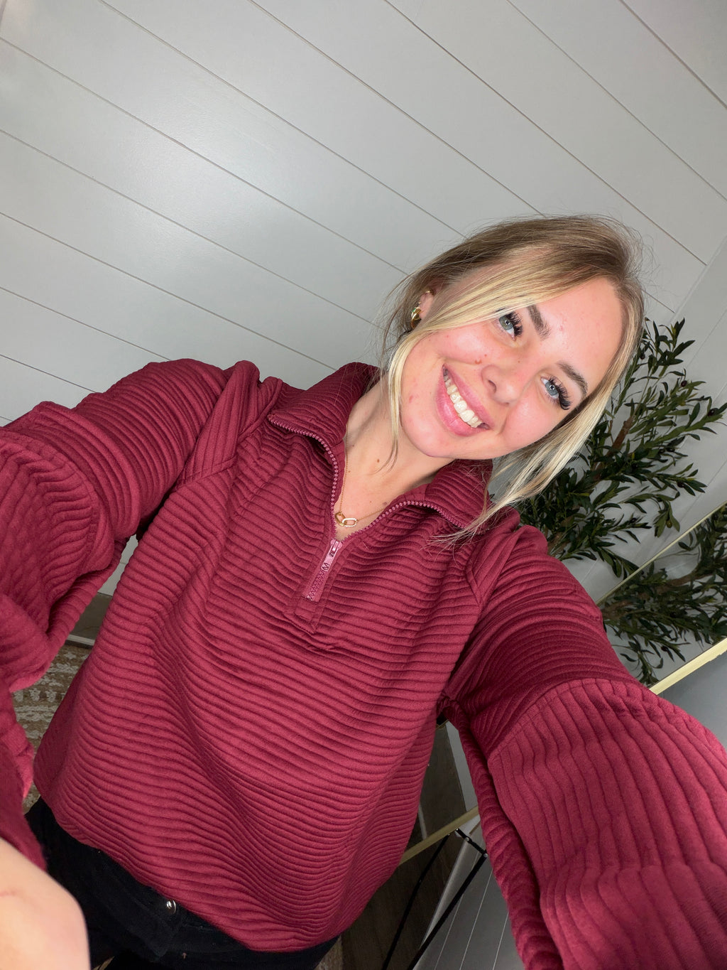 Half Zipper Ribbed Sweater