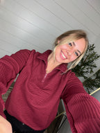 Half Zipper Ribbed Sweater