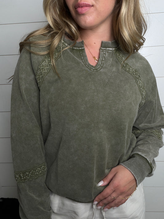 Patchwork Mineral Wash Sweatshirt