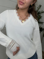 Long Sleeve Lace V-Neck