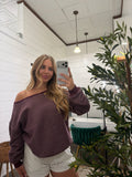 Striped Off the Shoulder Sweatshirt