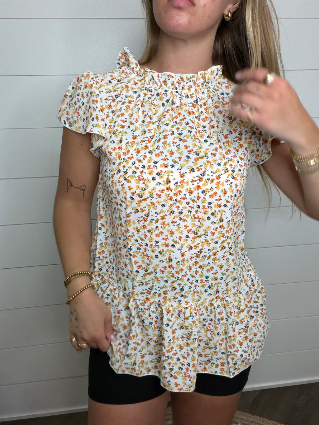 Floral Mock Neck