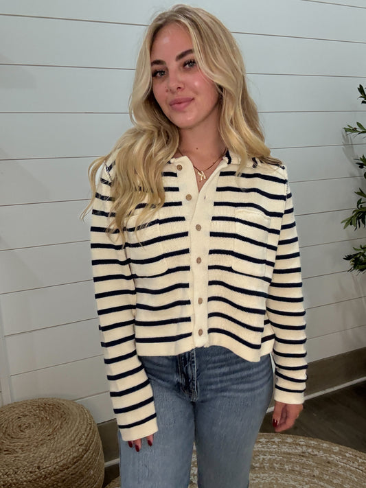 Collared Striped Sweater